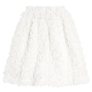 NWT Caroline Bosmans White Floral Rosette Tulle Skirt